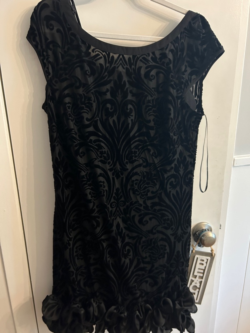 Jessica Simpson Black Velvet Shift Dress with Ruffle Hem 2 piece